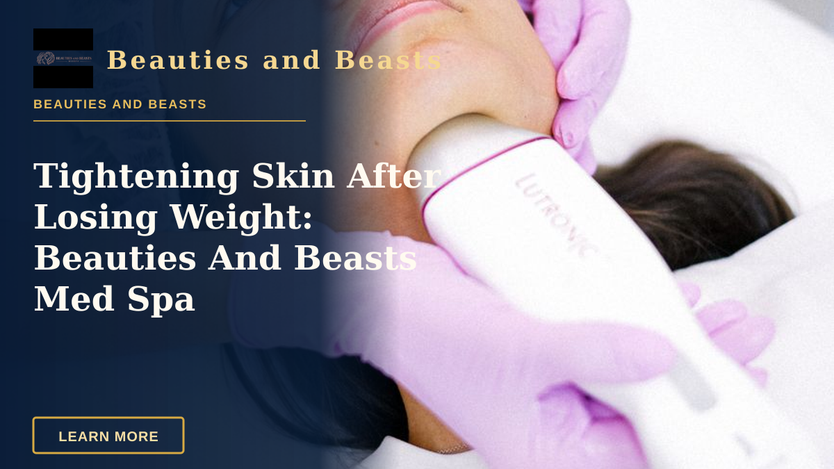 Tightening Skin After Losing Weight: Beauties And Beasts Med Spa — A cosmetologist performs a facial laser treatment on a young woman.