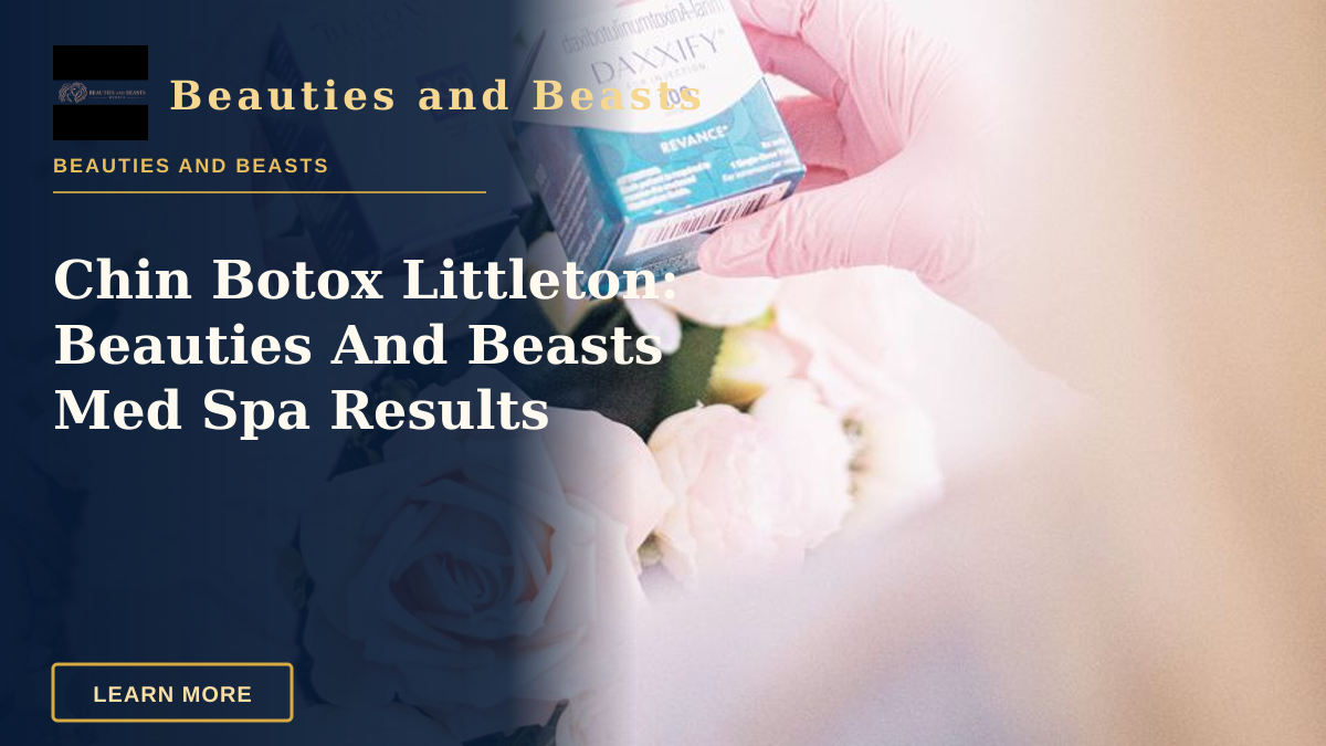 Chin Botox Littleton: Beauties And Beasts Med Spa Results — Hands wearing pink gloves holding dermal filler boxes over floral arrangement in a clinic.