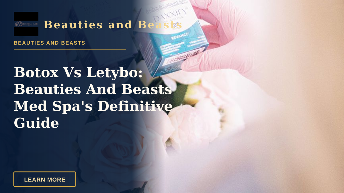 Botox Vs Letybo: Beauties And Beasts Med Spa's Definitive Guide — Hands wearing pink gloves holding dermal filler boxes over floral arrangement in a clinic.