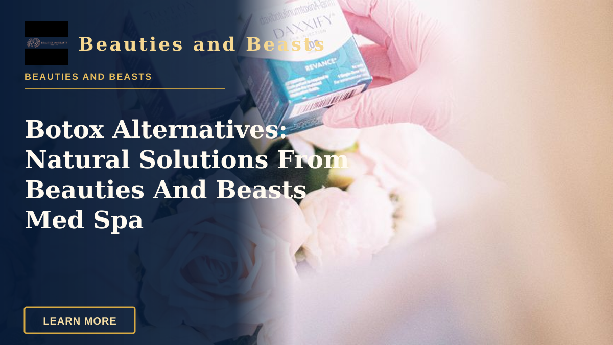 Botox Alternatives: Natural Solutions From Beauties And Beasts Med Spa — Hands wearing pink gloves holding dermal filler boxes over floral arrangement in a clinic.