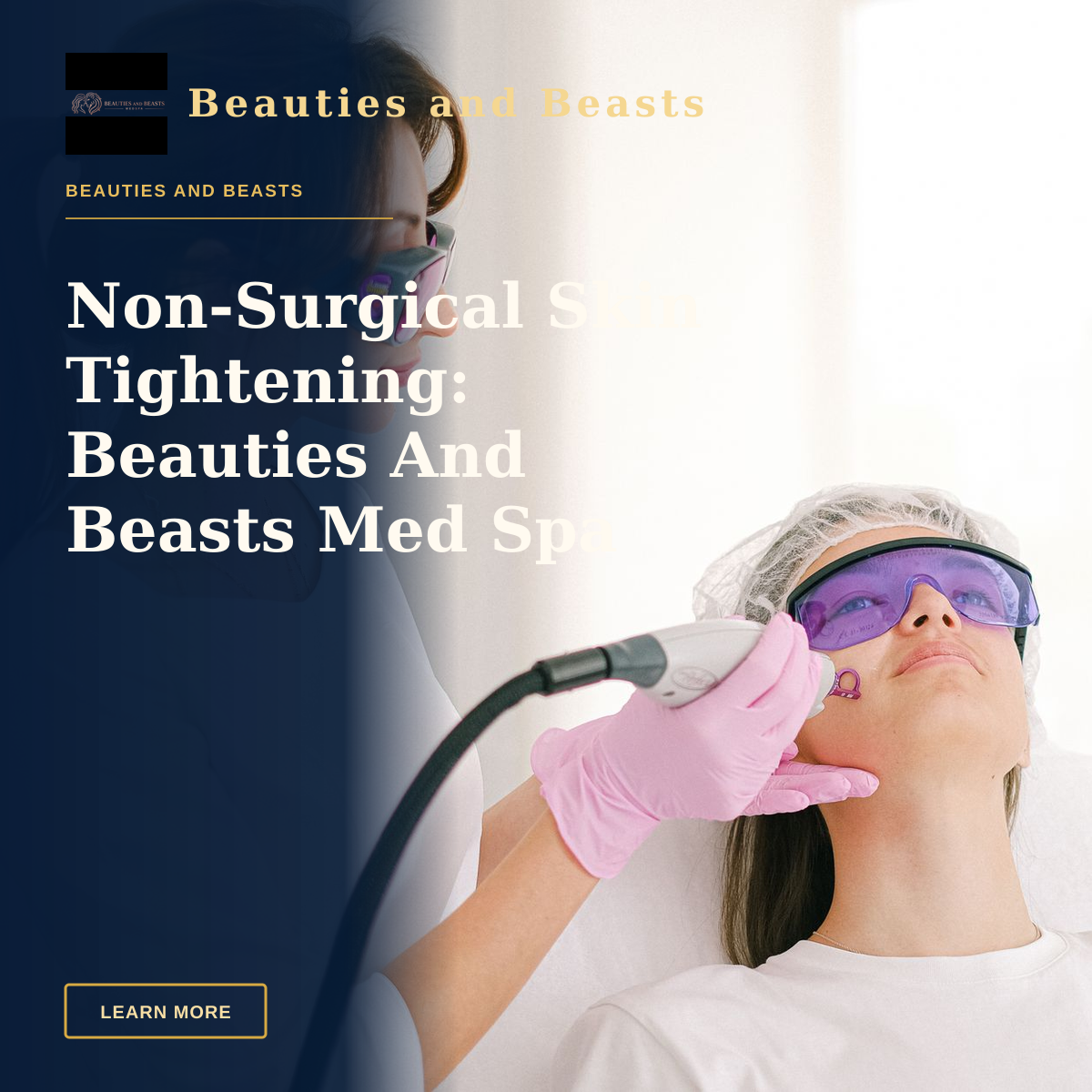 Non-Surgical Skin Tightening: Beauties And Beasts Med Spa — A cosmetologist performing laser treatment on a woman in a clinic setting.