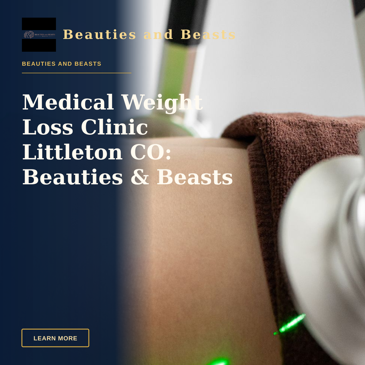 Medical Weight Loss Clinic Littleton CO: Beauties & Beasts Med Spa — Crop anonymous client lying under lasers of modern machine during weight loss therapy in light contemporary clinic with white wall