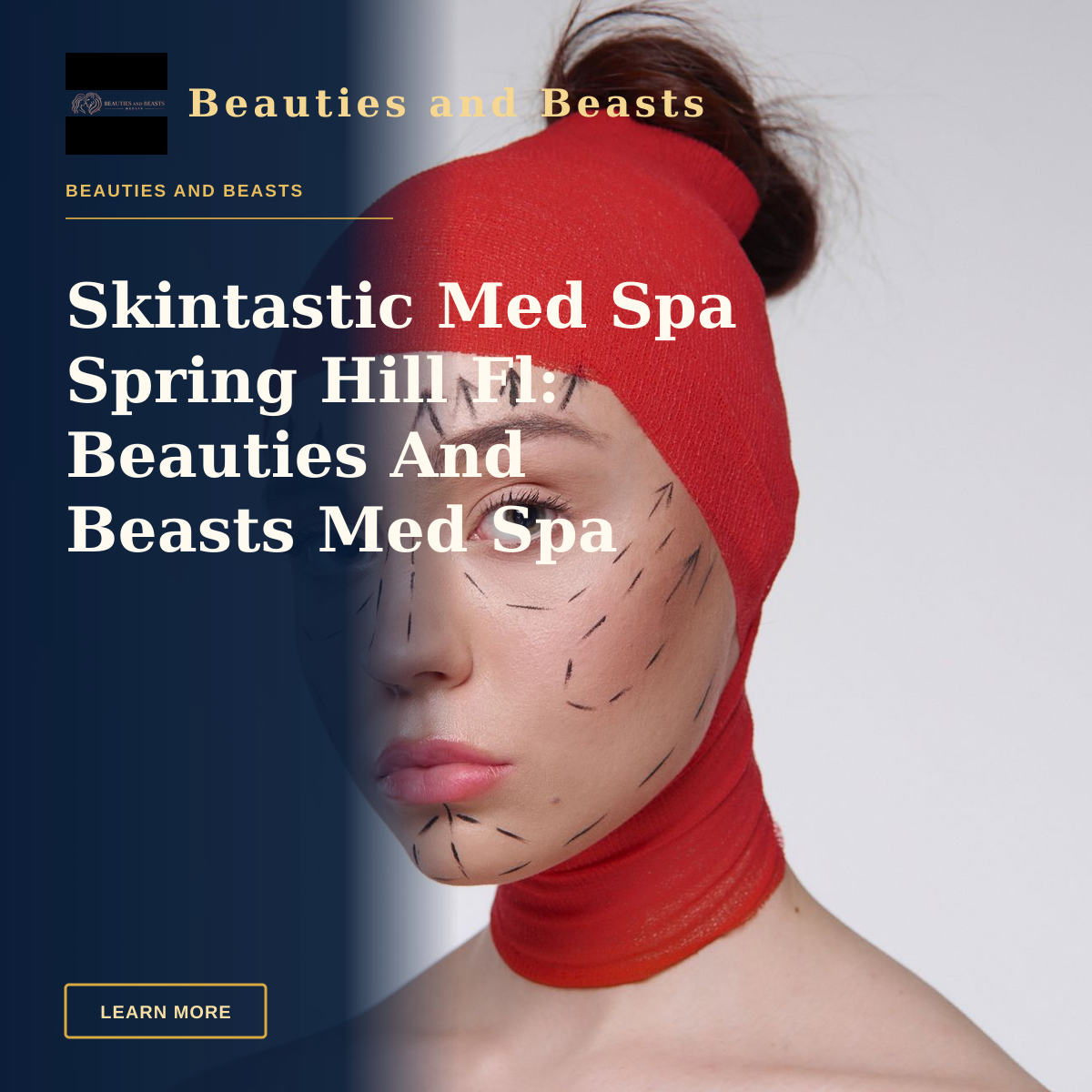 Skintastic Med Spa Spring Hill Fl: Beauties And Beasts Med Spa Leads With Data — Portrait of a woman with surgery marks wearing a red head cover, symbolizing cosmetic surgery plans.