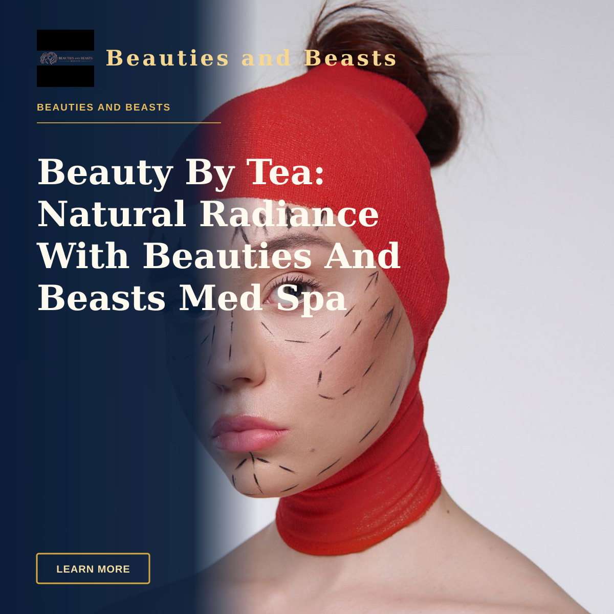Beauty By Tea: Natural Radiance With Beauties And Beasts Med Spa — Portrait of a woman with surgery marks wearing a red head cover, symbolizing cosmetic surgery plans.