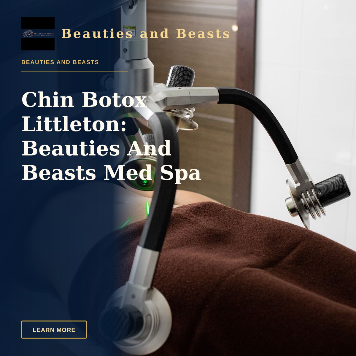 Chin Botox Littleton: Beauties And Beasts Med Spa Results — Female client lying on table under lasers of modern weight loss machine on belly during liposuction procedure in medical clinic