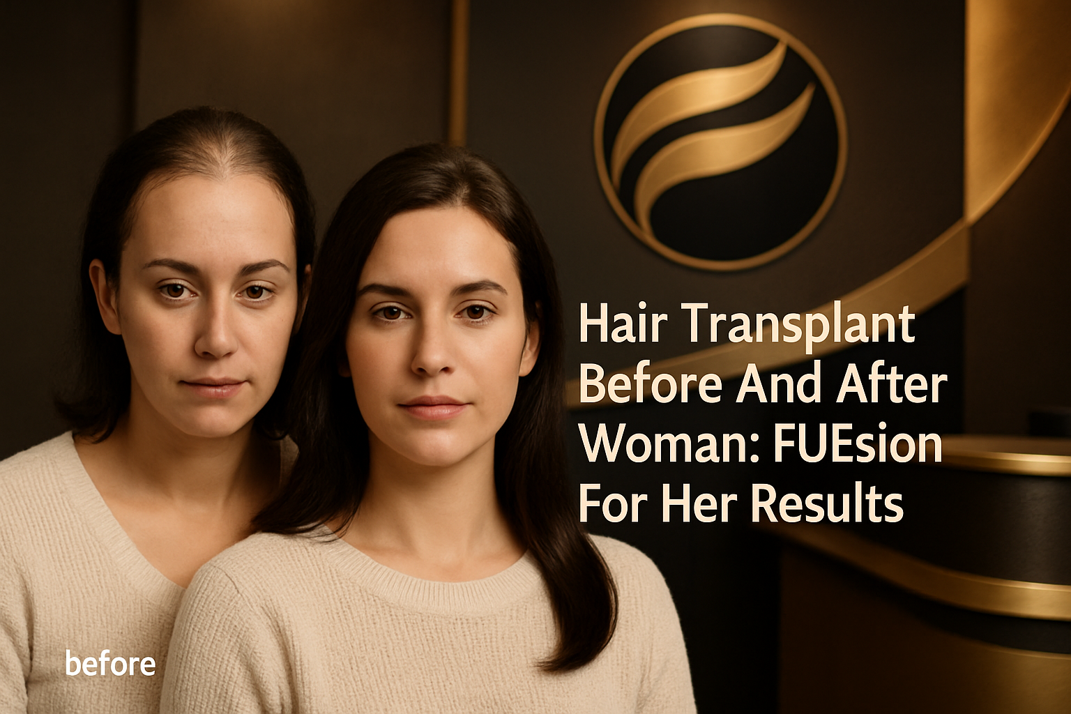 HAIR TRANSPLANT BEFORE AND AFTER WOMAN: FUESION FOR HER DELIVERS PERMANENT NATURAL RESULTS