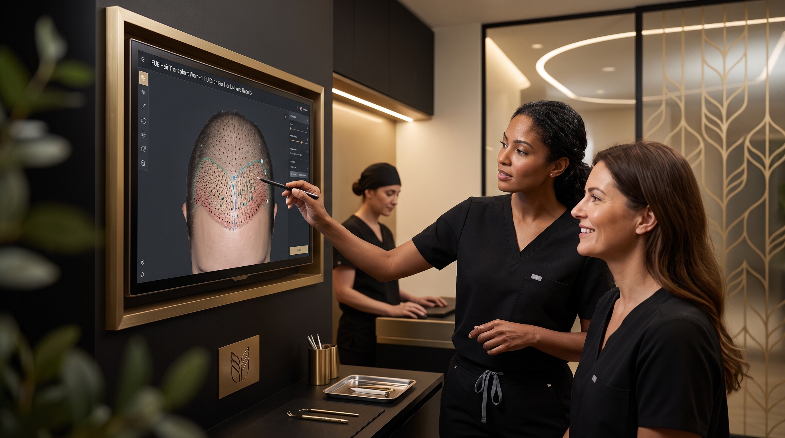 FUE HAIR TRANSPLANT WOMEN: FUESION FOR HER AI PLANNING AND SURGEON TEAM